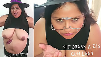 Morena Peituda Adora Uma Gozada Na Barriga Para O Halloween